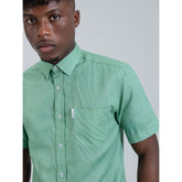 Ben Sherman Mens Linen Short Sleeve Shirt In Green