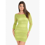 Guess Womens Long Sleeves Open Back Crochet Amelie Dress In Green