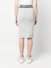 Karl Lagerfeld 235W1204 Boucle Knit Skirt White/Black