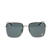 Saint Laurent Womens Eyewear Square Frame Sunglasses In Black/Gold/Grey