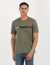 Tommy Hilfiger Mens Hilfiger Chest Insert Tee Olive