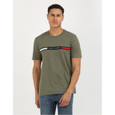 Tommy Hilfiger Mens Hilfiger Chest Insert Tee Olive
