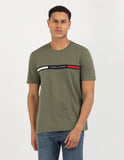 Tommy Hilfiger Mens Hilfiger Chest Insert Tee Olive
