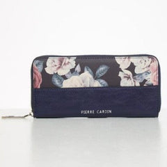 Pierre Cardin Romantic Floral Zip Around Purse In Navy