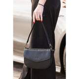 Lefel Round Flap Sling Bag In Black
