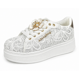 Sissy Boy Womens Yvette Platform Sneaker In White And Silver