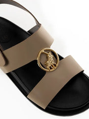Polo Genuine Leather Moulded Trim Sandal Taupe