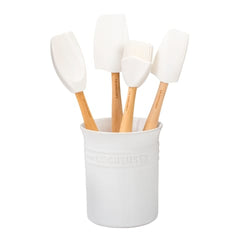 Le Creuset 5 Piece Utensil Set Holly Relief White
