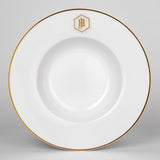 Jan-000020 Jan White Pasta Bowl Gold Band