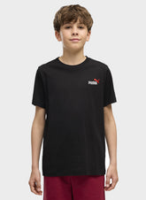 Puma Boys Essential 2 Color Small Logo Embroided T-Shirt In Black