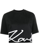 Karl Lagerfield Womens Karl Signature V-Neck T-Shirt In White