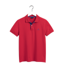 Gant Mens Contrast Collar Pique Polo Shirt In Red