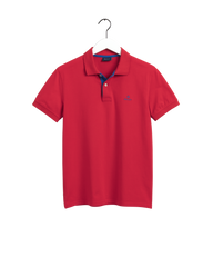 Gant Mens Contrast Collar Pique Polo Shirt In Red