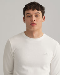 Gant Mens Cotton Pique Sweatshirt In Cream