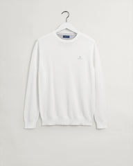 Gant Mens Cotton Pique Sweatshirt In Cream