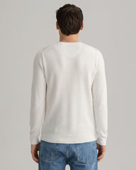 Gant Mens Cotton Pique Sweatshirt In Cream