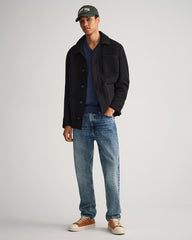 Gant Mens Classic Cotton V-Neck In Denim