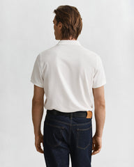 Gant Mens Regular Shield Short Sleeve Pique Polo Shirt In White