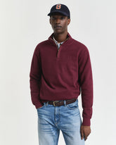 Gant Sacker Rib Half Zip Jersey In Coral