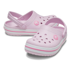 Crocs Kids Crocband Clog Shoes In Pink and White