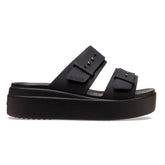 Crocs Womens Brooklyn Buckle Low Wedge Sandals In Black