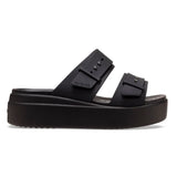 Crocs Womens Brooklyn Buckle Low Wedge Sandals In Black