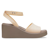 Crocs Womens Brooklyn Ankle Strap Wedge Heels In Beige