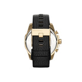 Diesel Bezel Black Dial Leather Strap Watch For Men