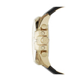 Diesel Bezel Black Dial Leather Strap Watch For Men