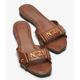 Nº21 Womens Logo Lettering Leather Sandals In Brown