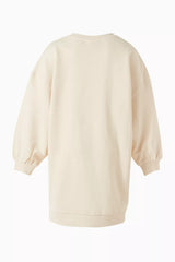 Calvin Klein Girls Long Sleeve Cotton Terry Dress In Beige