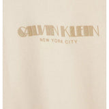 Calvin Klein Girls Long Sleeve Cotton Terry Dress In Beige