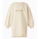 Calvin Klein Girls Long Sleeve Cotton Terry Dress In Beige