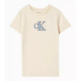 Calvin Klein Kids Unisex Monologo Slim Short Sleeve T-Shirt In Beige