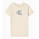 Calvin Klein Kids Unisex Monologo Slim Short Sleeve T-Shirt In Beige