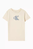 Calvin Klein Kids Unisex Monologo Slim Short Sleeve T-Shirt In Beige
