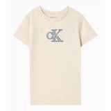 Calvin Klein Kids Unisex Monologo Slim Short Sleeve T-Shirt In Beige