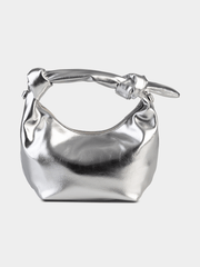 Sissyboy Womens Metalic Bag with Knot Strap In Silver