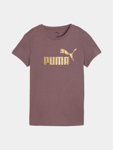 Puma Womens Essential Metallic Logo T-Shirt In Raison