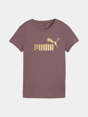 Puma Womens Essential Metallic Logo T-Shirt In Raison