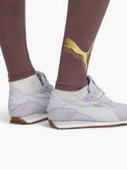 Puma Womens Essential Metallic Logo Leggings In Raison