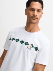 Pringle Harry Argyle Print T--Shirt In White
