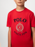 Polo Boys Logan Crested Short Sleeve T-shirt In Red