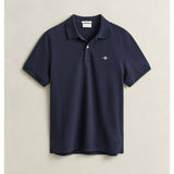 Gant Mens Regular Shield Short Sleeves Pique Golfer In Dark Blue
