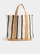 Izabel London Stripe Envelope Bag In Wite & Black