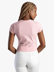 Sissyboy Womens Regular Fit Pearl & Bling Logo T-Shirt In Pale Pink