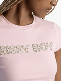Sissy boy Womens Regular Fit Pearl & Bling Logo T-Shirt In Pale Pink