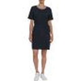 Tommy Hilfiger Womens Textured Shift Knee Dress Short Sleeves In Navy