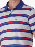 Jeep Mens Yarn Dye Stripe Golfer In Blue & Red