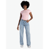 Sissy boy Ladies Mid-Waist Wide Legs Jeans In Light Vintage